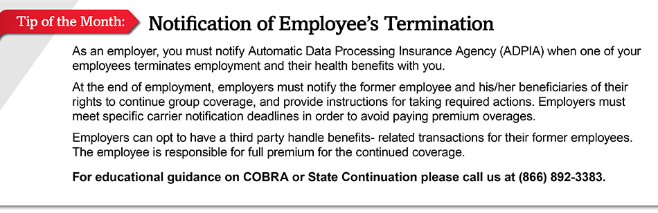Tip of the Month: Notification of Employee's Termination
